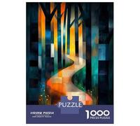 Jigsaw Puzzles 1000 Pieces for Teenagers Sunny Path Inspired by August Macke - Geometric Abstract Landscape Art Adult Jigsaw Puzzle Relax Games Analysis And Logic Unique Birthday And Gifts 70x50cm/100