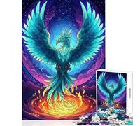 Jigsaw Puzzles 1000 Pieces for Teenagers Teal Phoenix Rising from Flames Fun Games for The Whole Family Educational Toy Artists Collection, Fine Art (50X75cm)