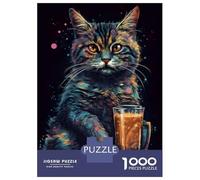 Jigsaw Puzzles 1000 Pieces for Teenagers The Asheera Cat Coffee Puzzle for Adults Brain Teaser Game Stress Reliever for Birthday, Chrismas 38x26cm/1000pcs