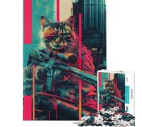 Jigsaw Puzzles 1000 Pieces for Teenagers The Cyberpunk Sniper Cat Help The Brain Exercise Analysis And Logic Fun Games for And 14 Years And over (38x52cm)