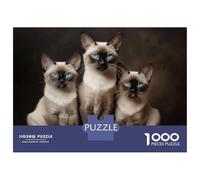 Jigsaw Puzzles 1000 Pieces for Teenagers Three Siamese Cats Puzzles for Adults Relaxing Games Stress Reliever Help The Brain Exercise 52x38cm/1000pcs