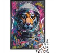 Jigsaw Puzzles 1000 Pieces for Teenagers Tiger Astronaut Art Print Adult Jigsaw Hands-on Game But Fun And Humorous Stress Reduction Gifts 38x26cm/1000pcs