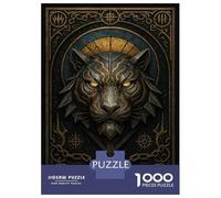 Jigsaw Puzzles 1000 Pieces for Teenagers Tiger Head in Chains - Gothic Fantasy Warrior Poster Teenager Puzzles Relax Games Stress Reliever Deal As Gifts for The Whole Family 52x38cm/1000pcs