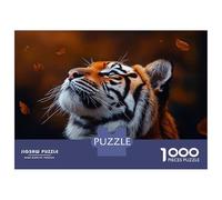 Jigsaw Puzzles 1000 Pieces for Teenagers Tiger Looking Up at Falling Leaves Jigsaws for Adults Relax Games Staycation Kill Time Help The Brain Exercise 52x38cm/1000pcs