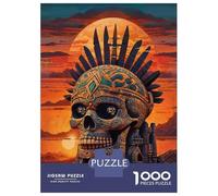 Jigsaw Puzzles 1000 Pieces for Teenagers Tribal Sunset Skull Puzzle for Adults Brain Teaser Game Stress Reliever for Birthday, Chrismas 70x50cm/1000pcs