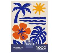 Jigsaw Puzzles 1000 Pieces for Teenagers Tropical Beach Illustration with Palm Tree Jigsaws for Adults Toy Wall Decor Analysis And Logic Help The Brain Exercise 52x38cm/1000pcs