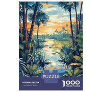 Jigsaw Puzzles 1000 Pieces for Teenagers Tropical River Landscape at Sunset Puzzles for Adults Relaxing Games Stress Reliever Help The Brain Exercise 70x50cm/1000pcs