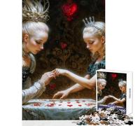 Jigsaw Puzzles 1000 Pieces for Teenagers Two Queens And Hearts, Alice in Wonderland Inspired Home Decoration Toys Art Work Gift Fun Games Train Your Brain And Hands Size 38x26cm