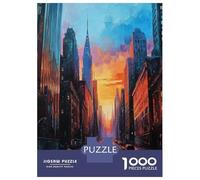 Jigsaw Puzzles 1000 Pieces for Teenagers Urban Sunset Art Jigsaw for Adults Relaxing Games Improve Memory Stress Reduction Gifts 38x26cm/1000pcs