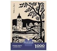Jigsaw Puzzles 1000 Pieces for Teenagers Valencia, Spain Black And Beige Illustration Jigsaws for Adults Relax Games Staycation Kill Time Help The Brain Exercise 38x26cm/1000pcs