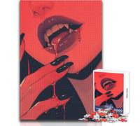 Jigsaw Puzzles 1000 Pieces for Teenagers Vampire Lips Toys Educational Games Tough Challenge Gift For Birthdays Size 38x52cm