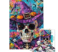 Jigsaw Puzzles 1000 Pieces for Teenagers Vibrant Halloween Skull Art Jigsaw 1000 Piece Relaxing Games Gifts Birthday Analysis And Logic (Size 38x52cm)