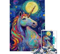 Jigsaw Puzzles 1000 Pieces for Teenagers Vibrant Unicorn Moonlight Jigsaw Puzzles 1000 Educational Game Birthday Gifts Suitable for Couples (Size 38x52cm)