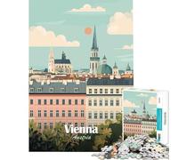Jigsaw Puzzles 1000 Pieces for Teenagers Vienna, Austria Cityscape Illustration Impossible Game Addictive Toys to Cultivate Patience Gifts Birthday Wall Art (Size 38x52cm)