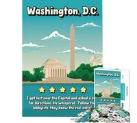 Jigsaw Puzzles 1000 Pieces for Teenagers Washington D.C. Funny Review Travel Poster Impossible Game Addictive Toys to Cultivate Patience Gifts Birthday Wall Art (Size 75x50cm)