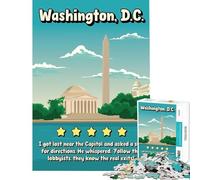Jigsaw Puzzles 1000 Pieces for Teenagers Washington D.C. Funny Review Travel Poster Impossible Game Addictive Toys to Cultivate Patience Gifts Birthday Wall Art (Size 38x52cm)