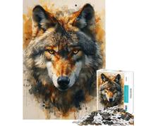 Jigsaw Puzzles 1000 Pieces for Teenagers Watercolor Boho Wolf Puzzle for Adults Relaxing Games Home Decoration Stress Reduction Gifts (Size 50x75cm)