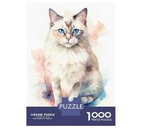 Jigsaw Puzzles 1000 Pieces for Teenagers Watercolor Ragdoll Cat Puzzle for Adults Brain Teaser Game Stress Reliever for Birthday, Chrismas 38x26cm/1000pcs