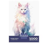 Jigsaw Puzzles 1000 Pieces for Teenagers Watercolor Turkish Angora Puzzle for Adults Brain Teaser Game Stress Reliever for Birthday, Chrismas 52x38cm/1000pcs