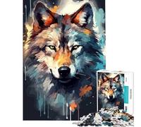 Jigsaw Puzzles 1000 Pieces for Teenagers Watercolor Wolf Face Educational Games Challenging Game Toys Gifts For Birthdays Presents for Women (Size 50x75cm)