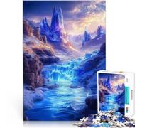 Jigsaw Puzzles 1000 Pieces for teenagers Waterfall with Glowing Blue Crystal Canyon DIY-Spielzeug Geburtstagsgeschenke75x50cm