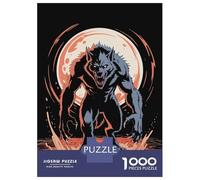 Jigsaw Puzzles 1000 Pieces for Teenagers Werewolf Illustration with Full Moon Backdrop Jigsaws for Adults Toy Wall Decor Analysis And Logic Help The Brain Exercise 52x38cm/1000pcs