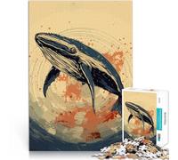 Jigsaw Puzzles 1000 Pieces for teenagers Whale Retro Japan Vibes Familienaktivität Geburtstagsgeschenk, Geschenke, Wandkunst38x26cm