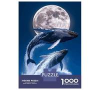 Jigsaw Puzzles 1000 Pieces for Teenagers Whales Breaching Under The Moonlight Adult Jigsaw Toy Wall Decor Staycation Kill Time Help The Brain Exercise 52x38cm/1000pcs