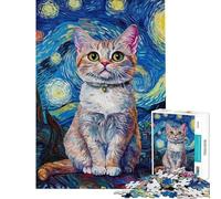 Jigsaw Puzzles 1000 Pieces for Teenagers Whimsical Starry Cat Jigsaw 1000 Piece Relaxing Games Gifts Birthday Analysis And Logic (Size 38x26cm)