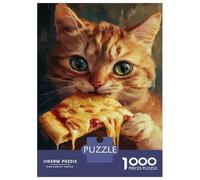 Jigsaw Puzzles 1000 Pieces for Teenagers Whiskered Pizza Lover Jigsaws for Adults Toy Wall Decor Analysis And Logic Help The Brain Exercise 38x26cm/1000pcs