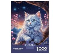 Jigsaw Puzzles 1000 Pieces for Teenagers White Cat in Cherry Blossom Tree Puzzle for Adults Family Games Enhance Memory Deal As Gifts for The Whole Family 38x26cm/1000pcs