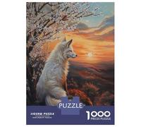 Jigsaw Puzzles 1000 Pieces for Teenagers White Fox Sunset Magical Puzzles for Adults DIY Toys Precision Cutting Help The Brain Exercise 70x50cm/1000pcs