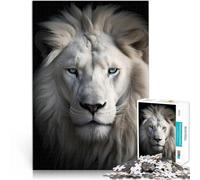 Jigsaw Puzzles 1000 Pieces for teenagers white lion portrait Schwierig Schwer Verbessern Sie das Gedächtnis52x38cm