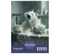Jigsaw Puzzles 1000 Pieces for Teenagers White Polar Bear Bathtub Puzzle for Adults Brain Teaser Game Stress Reliever for Birthday, Chrismas 52x38cm/1000pcs