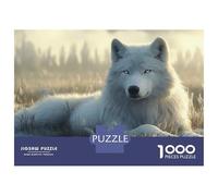 Jigsaw Puzzles 1000 Pieces for Teenagers White Wolf Resting in Field Adult Jigsaw Hands-on Game Wall Art Deal As Gifts for The Whole Family 52x38cm/1000pcs