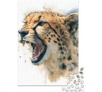 Jigsaw Puzzles 1000 Pieces for Teenagers Wild Cheetah Roar Art Print Jigsaw Puzzle Relaxing Games Analysis And Logic Stress Reduction Gifts 52x38cm/1000pcs