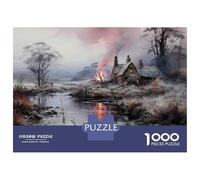 Jigsaw Puzzles 1000 Pieces for Teenagers Winter Cottage Scene Jigsaw for Adults DIY Toys But Fun And Humorous Help The Brain Exercise 38x26cm/1000pcs
