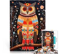 Jigsaw Puzzles 1000 Pieces for teenagers Wise Owl Tribal Style 17 Präzisionsschnitt Künstlersammlung, Bildende Kunst75x50cm