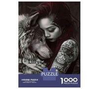 Jigsaw Puzzles 1000 Pieces for Teenagers Wolf Tattooed Woman Art Print Jigsaw Puzzle Relaxing Games Analysis And Logic Stress Reduction Gifts 70x50cm/1000pcs