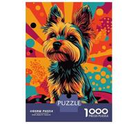 Jigsaw Puzzles 1000 Pieces for Teenagers Yorkshire Terrier Pop Art Yorkshire Terrier Funky Pop Art Adult Jigsaw Hands-on Game Presents for Women for Birthday, Chrismas 38x26cm/1000pcs