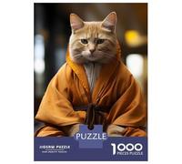 Jigsaw Puzzles 1000 Pieces for Teenagers Zen Cat Monk Jigsaw Puzzle Fun Games Hand Speed Race Unique Birthday And Gifts 52x38cm/1000pcs