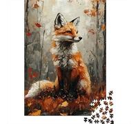 Jigsaw Puzzles 1000 Pieces Fox in Autumn Forest Jigsaw 52x38cm/1000pcs Gift For Kids Stress Reliever Family Game DIY Cardboard