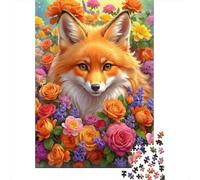 Jigsaw Puzzles 1000 Pieces Fox in Flower Garden Jigsaw 52x38cm/1000pcs Toy for Adults And Kids Challenging Creative Educational Games DIY Cardboard