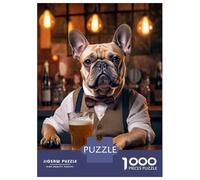 Jigsaw Puzzles 1000 Pieces French Bulldog in The Pub Puzzles for Adults Hands-on Game Staycation Kill Time Christmas Birthday Gifts 52x38cm/1000pcs