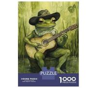 Jigsaw Puzzles 1000 Pieces Frog Musician in Hat-5 Puzzles for Adults Relaxing Games Difficult Challenge Fun at Home Activities, 38x26cm/1000pcs