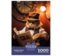 Jigsaw Puzzles 1000 Pieces Funny Fluffy Cat Reading Adult Jigsaw Puzzle Brain Teaser Game Analysis And Logic Christmas Birthday Gifts 52x38cm/1000pcs