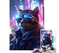 Jigsaw Puzzles 1000 Pieces Futuristic Kitty Agent Hands-on Game Learning Educational Toys Secret Santa Gifts Perfect Decoration (Size 50x75cm)