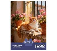 Jigsaw Puzzles 1000 Pieces Ginger Cat by The Window Jigsaws for Adults Hands-on Game Stress Reliever Unique Birthday And Xmas Gifts 70x50cm/1000pcs