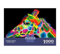 Jigsaw Puzzles 1000 Pieces Giraffe Colorful Popart Puzzles for Adults Relaxing Games Difficult Challenge Fun at Home Activities, 70x50cm/1000pcs