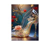 Jigsaw Puzzles 1000 Pieces,Glass pumps with golden decorations, crystals and a pink water lily,Paper Children Games Educational Toys(50x70cm)-AG45